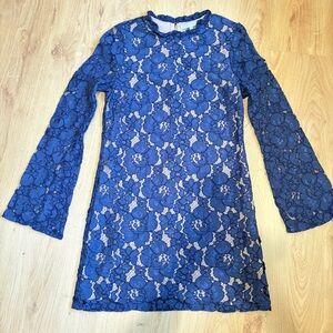 Wayf Royal Blue Floral Lace Women  Dress